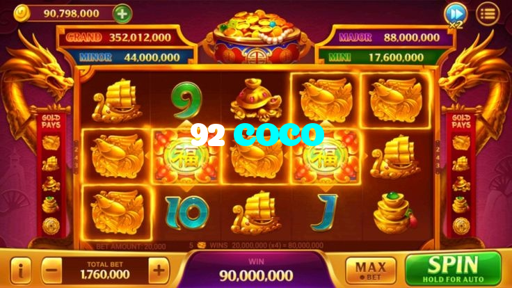 92 COCO casino presented on mobile device in Pakistan with slots and live games